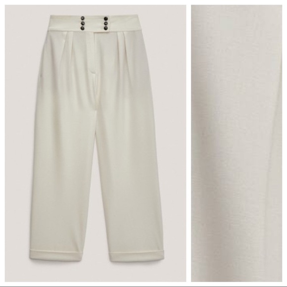 NWT. Massimo Tutti Cream Wool Blend Trousers with Dart Details. Size 6. - Picture 3 of 10